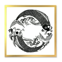 DemandArt 'Kina Koi Fish u Chinoiserie Style III' Nautički i obalni uramljeni umjetnički print
