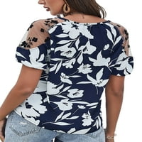 Avamo ženski labav čipka majica majica kratkih rukava mreža za šivanje tunike cvjetni ispis SPLICED Ljetni