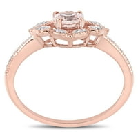 Carat T. G. W. Morganit i bijeli Topaz 14kt cvjetni prsten od ružičastog zlata