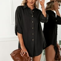 Ženske oblače V-izrez Mini modni mini tisak ljetna haljina s rukavima Black XL