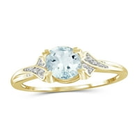 JewelersClub Aquamarinski prsten Decembar Nakit za roštilj - Carat Aquamarine 14K Gold preko srebrnog prstena nakita s bijelim dijamantnim naglaskom - Guingstoneni prstenovi sa hipoalergenijskim 14k zlatnim zlatom iznad srebra