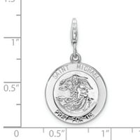 Carat in Karats srebro polirani finiš Rhodium-Plated Saint Michael medalja šarm sa Fancy jastoga kopča