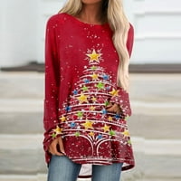 Prodaja majica s dugim rukavima za žene Ležerne prilike sa labavim božićnim grafičkim vrhovima pulover
