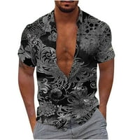 FPQTRO Muške majice Muška modna casual tipke Havajii Štamparija Shortdown Bluza majice kratkih rukava