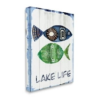 Stupell Industries Lake Life Life Ribe Oblici uzorka Motif Platnena Zidna umjetnost, 20, Dizajn Jadei