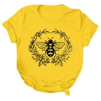 Ležerne vrhove za žene modni pčelinji festival tiskarski košulje okrugli vrat kratkih rukava tee vrhova