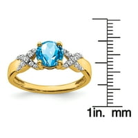 Primalni zlatni karatski žuti i bijeli zlatni plavi topaz dijamantni prsten