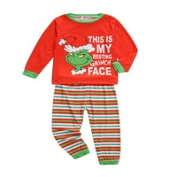Pudcoco Božić roditelj-dijete pidžama Dugi rukav okrugli vrat T-shirt prugaste pantalone