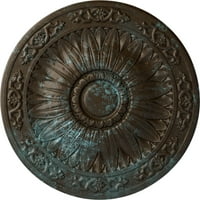 Ekena Millwork 1 4 od 1 2 P Lunel plafonski medaljon, ručno obojena bronzano plava Patina
