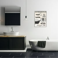 Stupell Industries Rustikalna pravila za kupatilo znak za pranje ruku tipografija uokvirena zidna Umjetnost,