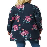 Jedinstvena ponuda ženska Plus Veličina otvorena prednja pletena tkanina cvjetna vanjska odjeća kardigan