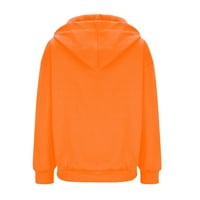 Kaputi za žene za žene s kapuljačom dugim rukavima zimska zimska modna modna zip up narančasta jaknu sa džepom xl