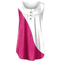 Ženske kratke rukave ljetne trendi majice Casual bluza žene Casual rukav bez rukava V-izrez print bluza pulover Tank Tops Shirt Hot Pink M