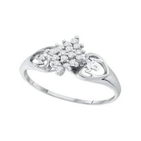 10kt bijelo zlato Ženo okruglo prong-set dijamantskih klasterskih srčanih mama prsten cttw