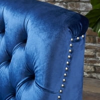 Plemeniti kuća Cory Tufted Back baršun klupska stolica, mornarsko plava, prirodna