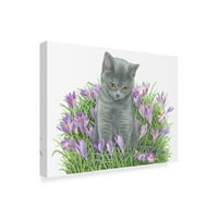 Zaštitni znak fine umjetnosti 'siva mačka u Cvijeće' platno umjetnost Francien van Western