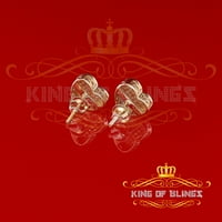King of Bling's Arete Para Hombre srce žuto srebro 0.15 ct dijamant ženska Muška naušnica