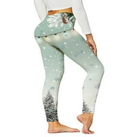 Ženske Pantalone Snowflake Print Xmas Yoga Pantalone Visokog Struka Božić Helanke Dame Slimming Bottoms