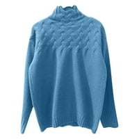 Yinmgmhj Cardigan džemperi za žene Žene Turtleneck džemper Ženski džemper za vrat za žene Sky Blue + 6