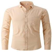 Grianlook Mens Casual Button Down bluza Dugi rukav rever vrat vrhovi rade sa džepnim majicama kaki 2XL