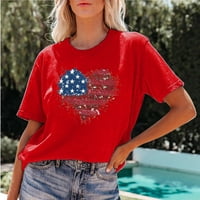 Američka Zastava Dan Nezavisnosti Majice Za Žene Trendy Dressy Casual Love Zastava Print Kratki Rukav