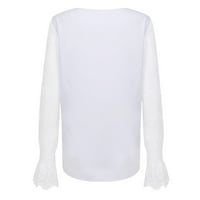 safuny Tops za dame pulover bluza V-izrez srce grafički čipkasti blok boja T-Shirt udoban Casual Dressy