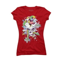 Flying Rainbow Skull Island Juniori Crvena Grafička Majica-Dizajn Humans S