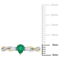 Miabella ženski karat smaragdni karatni dijamanti 14kt dvobojni Zlatni upleteni prsten