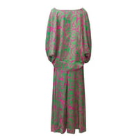 Košulje za žene Modni tiskani dugi rukav Ležerni posadni vrat Visoki struk casual maxi haljina haljina