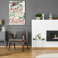Epska umjetnost 'Sva srca dolaze kući za božićni brodovši' Cindy Jacobs, Akril staklena zida Art, 24 x36