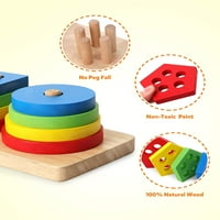 Drvene sortiranje Montessori igračke, oblikovati blokove prepoznavanja boje koji odgovaraju geometrijskoj