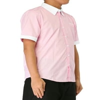 Muška kontrastna kragna kratki rukav Casual Button Down Dress Shirt