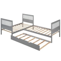 Twin platforma Kreveni okvir - L-oblik Corner Twin Wood krevet za drvo za djecu Tinejdžeri - sa spoljom
