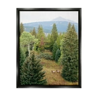 Stupell Lone Peak Mountain Deer Wildlife Landscape Photography Black Floater Framered Art Print Wall Art