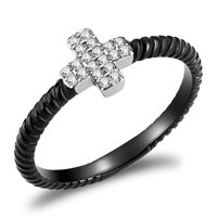 Ženski crni srebrni krstasti prsten Anillo Para Mujer y Ninos Kids 316L prsten od nerđajućeg čelika sa