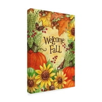 Zaštitni znak likovne umjetnosti' Welcome Fall Pumpkins And Leaves ' Canvas Art od Melinde Hipsher