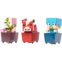 Minecraft Minecart Mini-Figura Zombi Pigman, Diamond Steve, & Mooshroom