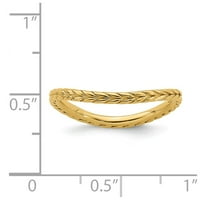 Bijeli sterling srebrni prsten za odbojljiv izrazi polirani zlatni val