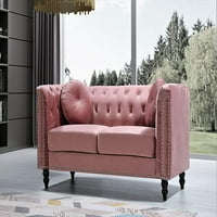 Whetzel Chesterfield 64 Rolled Arms Loveseat, Rose