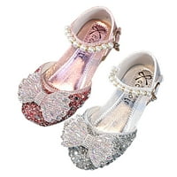 DMQupv Childs Winter Sandals Sandals Dress Performance Plesne cipele Shiny Rhinestone Sequin Bow Pearl