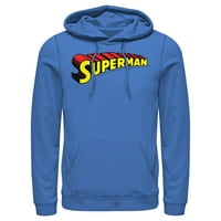 Muški Superman klasični tekst Logo Pull Over Hoodie Kraljevsko plava mala