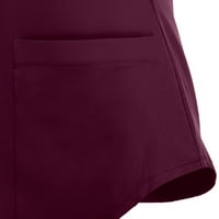 Ženski bluze Žene kratki rukav V-izrez V-izrez Radni džepni bluza u boji Vino XL