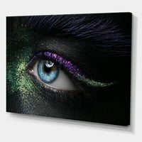 Žena oči sa zelenim i ljubičastim pigmentom i sjaj Fotografije Platno Art Print