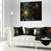 Designart Žuti mali fraktalni cvijet u crnom - cvjetni jastuk-16x16