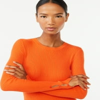 Scoop ženski rebrasti pleteni džemper bodi sa dugim rukavima, veličine XS-XXL