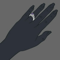 0. CTTW ljubičasti ametist prsten . Sterling srebro sa rodijumom okrugla veličina ženski odrasle