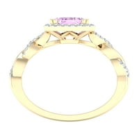 Imperial dragi kamen 10k žuto zlato smaragdno rezano roze ametist CT TW dijamantski Halo ženski prsten