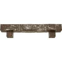 Ekena Millwork 6H 10 D 60 W ručno tesani komplet kamina od Fau drveta W Alamo Corbels, Vintage Mahagonij