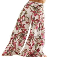 Blotona Boho pantalone širokih nogavica za žene visokog struka sa cvjetnim printom sa pojasom Palazzo