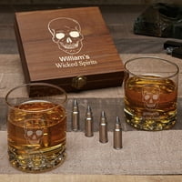 Personalizirane naočare za viski Phantom Skull Set sa kamenjem viskija od metka